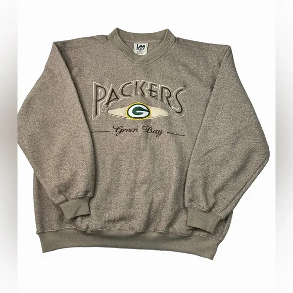 Vintage Green Bay Packers Size L Sweatshirt Men’s Lee Sport Brown Embroidered - Picture 2 of 12